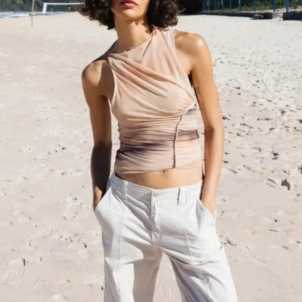 Zara Nude Ruched Tank Top